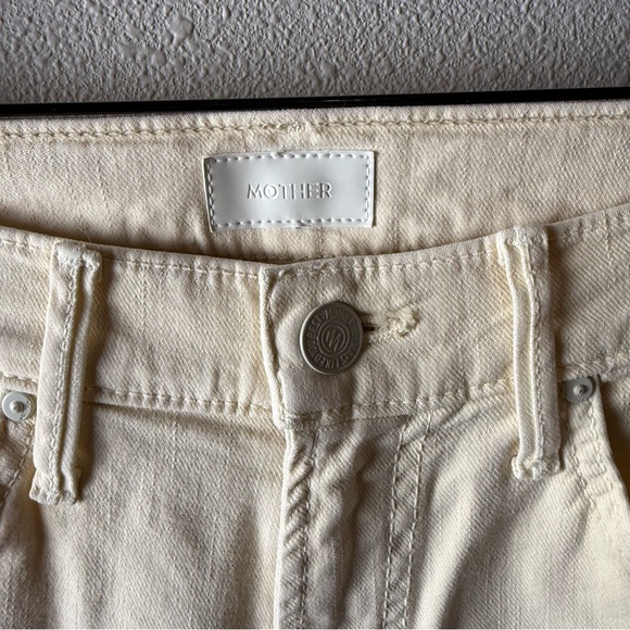 New MOTHER The Insider Crop Step Fray High Rise Jeans Chalk It Up NWT Denim 25 - Picture 5 of 15